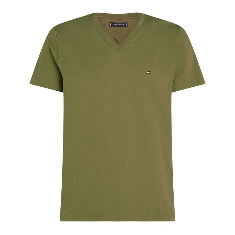 TOMMY HILFIGER - Camiseta verde Essential en cuello v Tommy Hilfiger