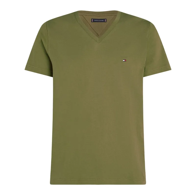 TOMMY HILFIGER - Camiseta verde Essential en cuello v Tommy Hilfiger