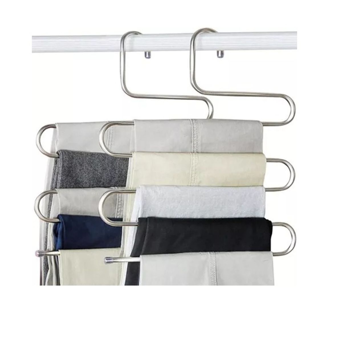 MIELTECH - 2 Gancho Ropa Multiple Ahorrador Espacio 5 En 1 Pantalones