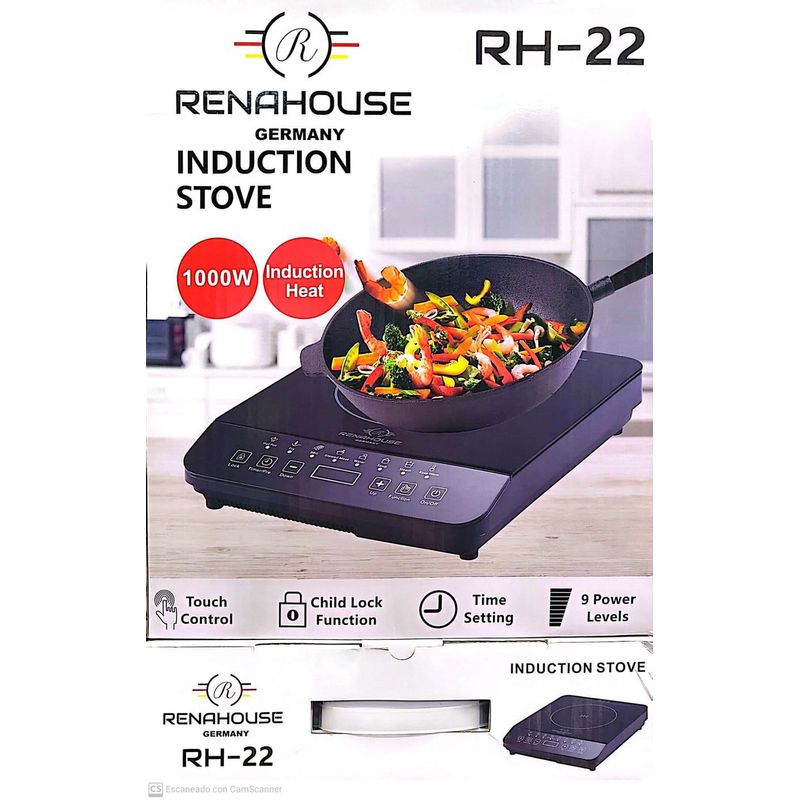 RENAHOUSE - Estufa Portatil Placa De Inducción Renahouse De 1 Puesto Portátil