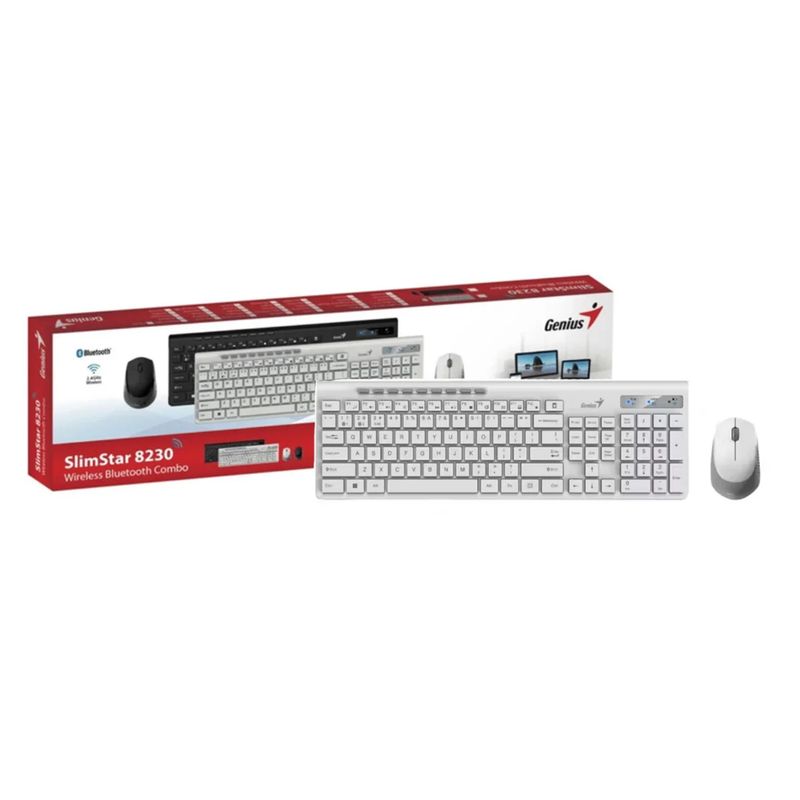 GENIUS - Combo Teclado Genius 8230 slim inalambrico BLANCO