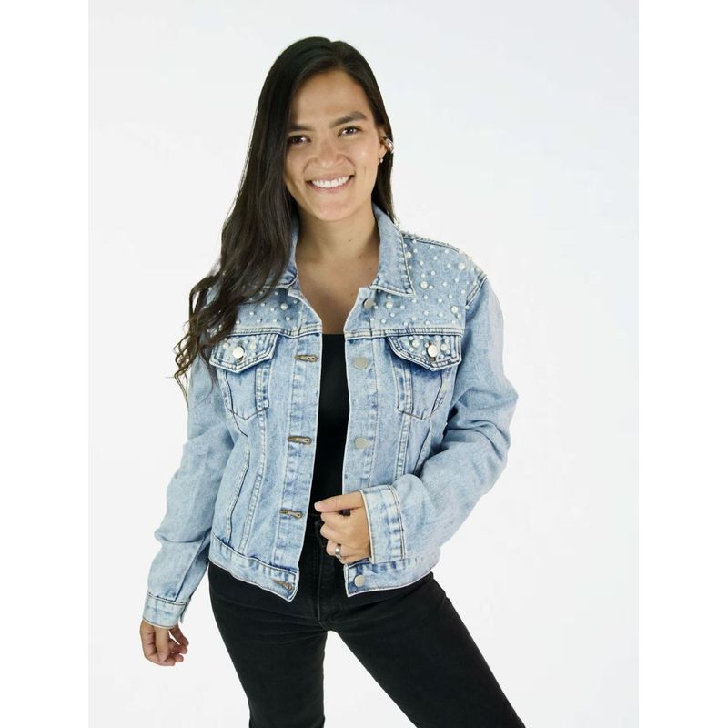 MOLGOA - Chaqueta para Mujer Denim Perlas - The Cheetah