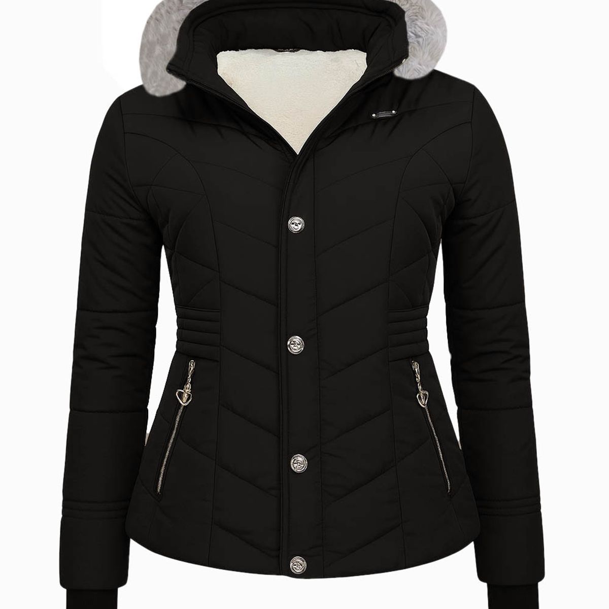 MODA EN CIRCUITO - Chaqueta Impermeable Corta para Mujer Forrada en Ovejero