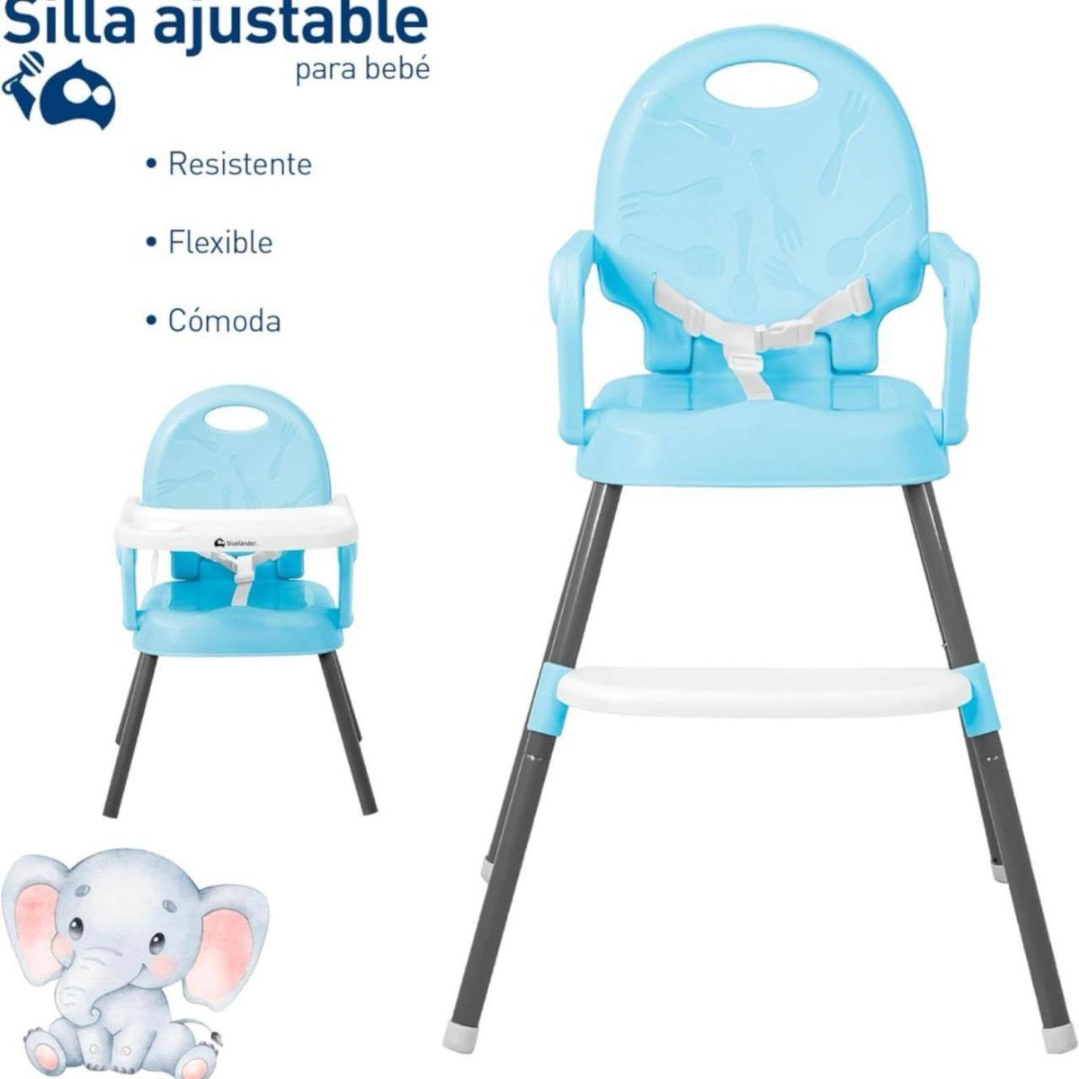 BRITOCHET - Silla Comedor Convertible 4 En 1 REF SIL122 Azul