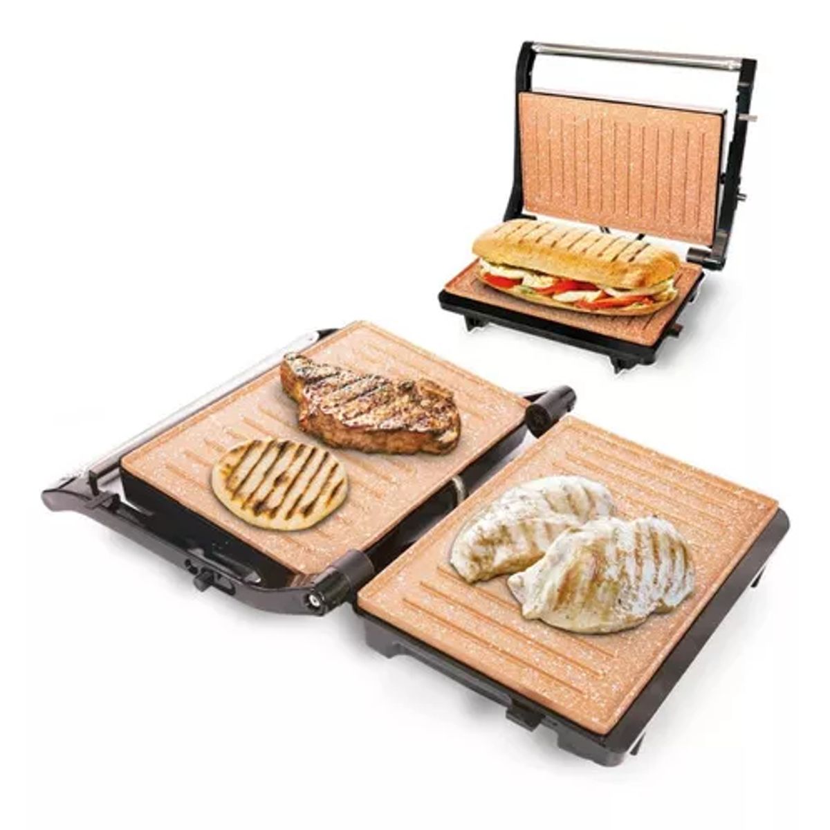 HOME ELEMENTS - Sanduchera Panini Grill Asador Home Elements