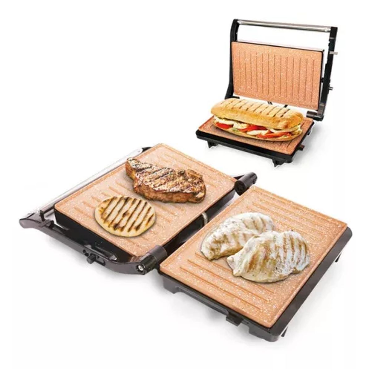 HOME ELEMENTS - Sanduchera Panini Grill Asador Home Elements