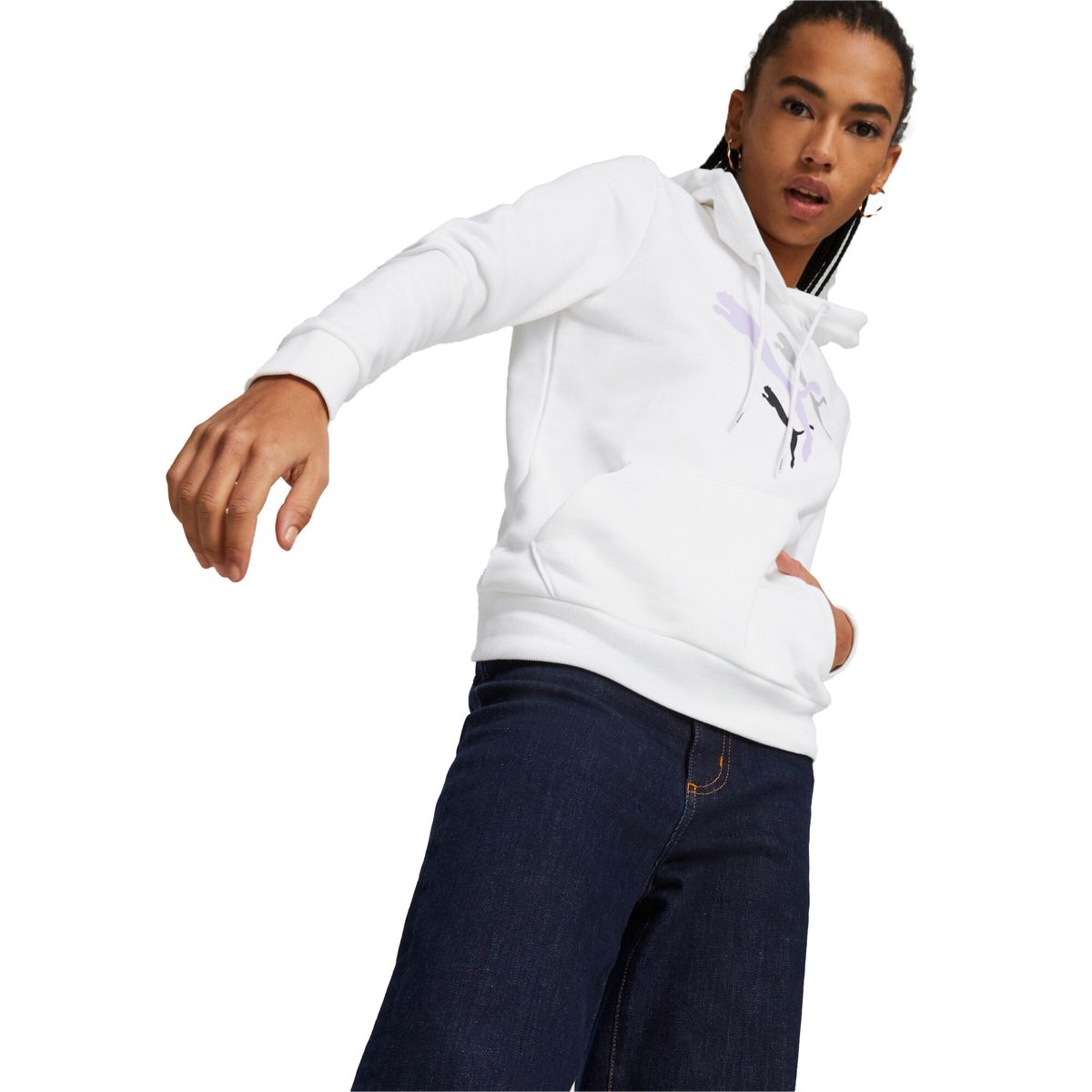 PUMA - Hoodie Marca Puma Ess+ Logo Power Original Blanco Mujer