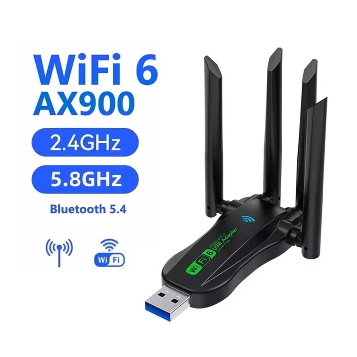 GENERICO - Adaptador Usb Wifi 6 Ax900 Bluethoo 5.4 Doble Banda 2,4ghz