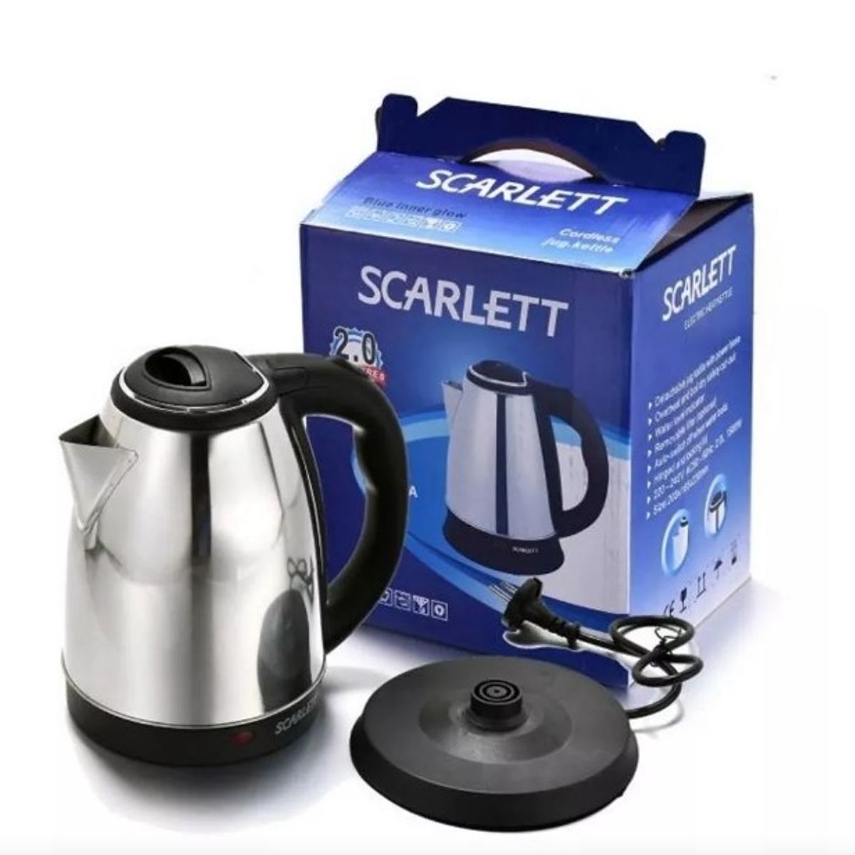 SCARLETT - Jarra Hervidor Eléctrico 2 L Acero Inoxidable