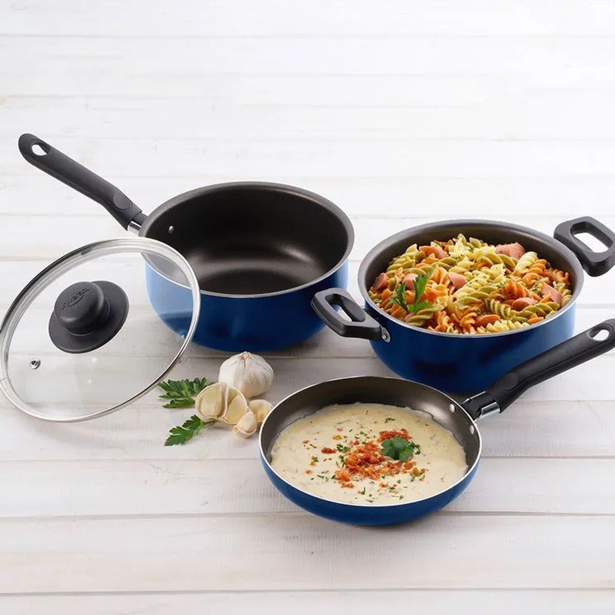 UNIVERSAL - Batería Universal Mass Color Azul Antiadherente de 4 Piezas L49045