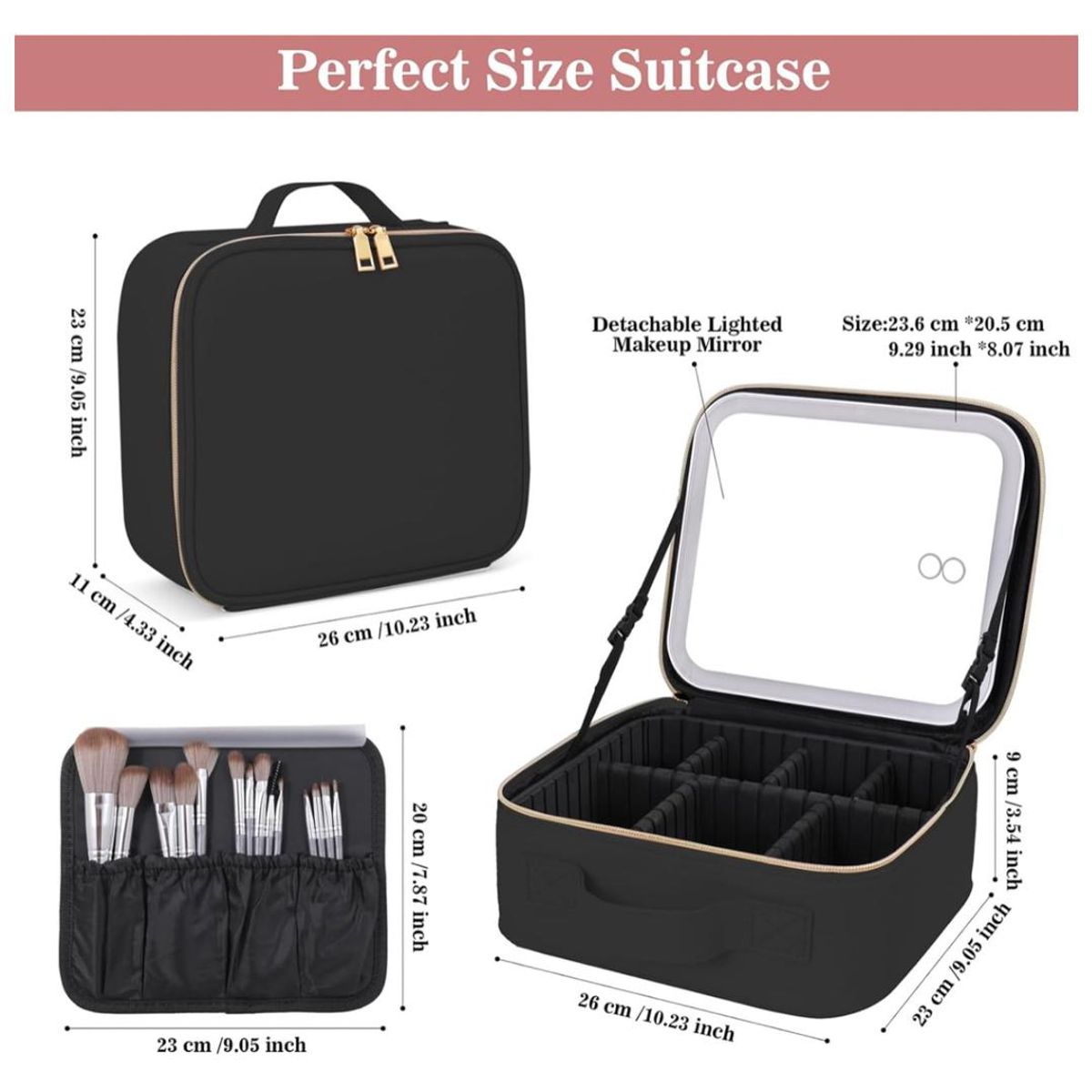 AMERICAN GENERICS - Estuche De Maquillaje Inteligente Con Espejo Y Luz Led 3 Modos