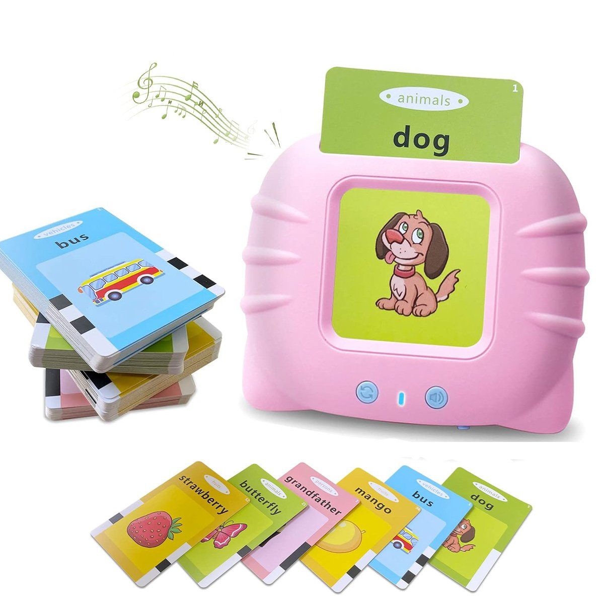 GENERICO - Lector Bilingue Tarjetas Interactivas  Ingles Español ROSADO