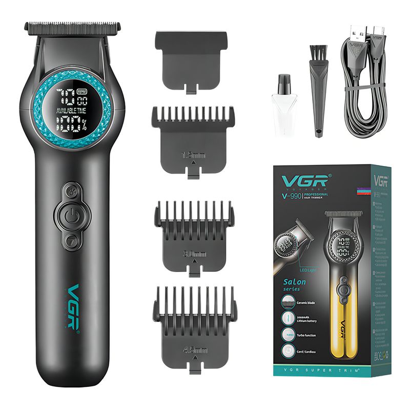 VGR - Máquina Trimmer Profesional Vgr V-990 Luz Led Turbo 8000rpm