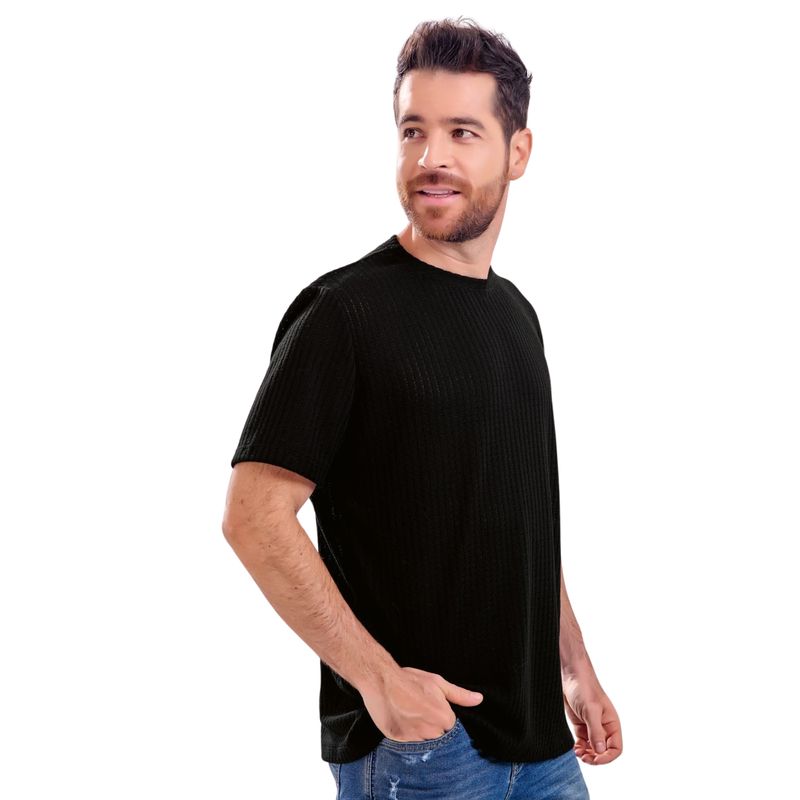 FG STORE - Camiseta Hombre Tejida Negra