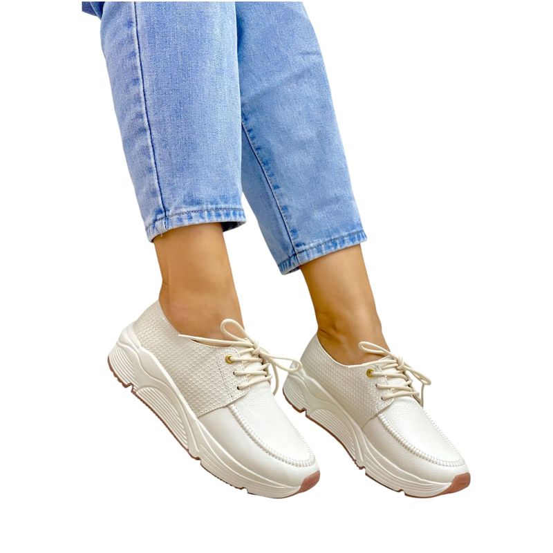 EVEGONZ - Zapatos Casuales En Cuero Calzado Blanco Mujer