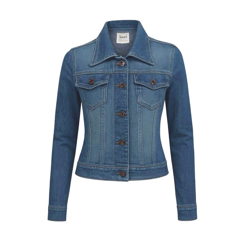 MODA EN CIRCUITO - Chaqueta En Jean Para Mujer AZUL MEDIO