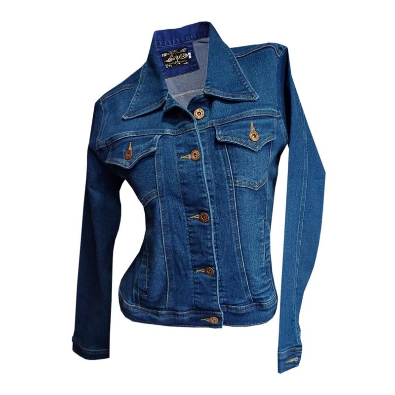 MODA EN CIRCUITO - Chaqueta En Jean Para Mujer AZUL MEDIO