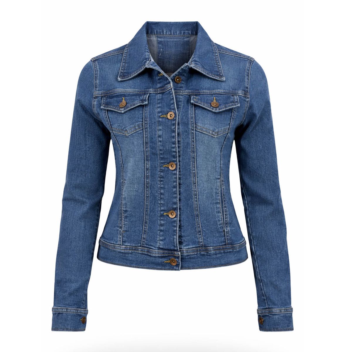 MODA EN CIRCUITO - Chaqueta En Jean Para Mujer AZUL MEDIO
