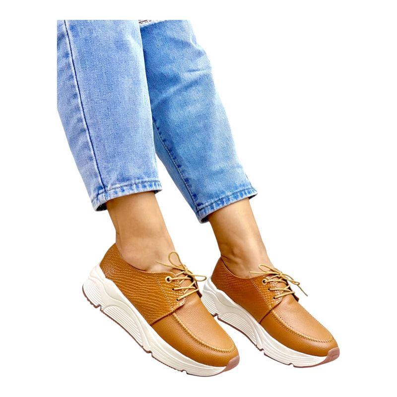 EVEGONZ - Zapatos En Cuero Calzado Casual Café Mujer