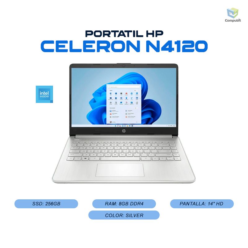 HP - Portátil HP Celeron N4120 + Ram 8GB - 14-DQ0533LA