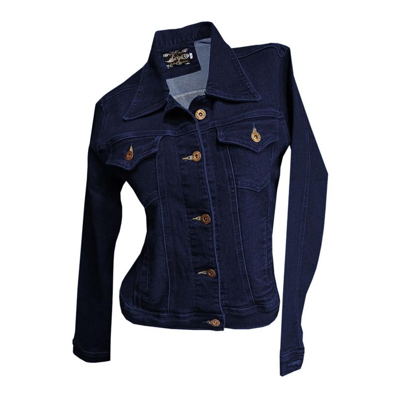 MODA EN CIRCUITO - Chaqueta En Jean Para Mujer AZUL OSCURO