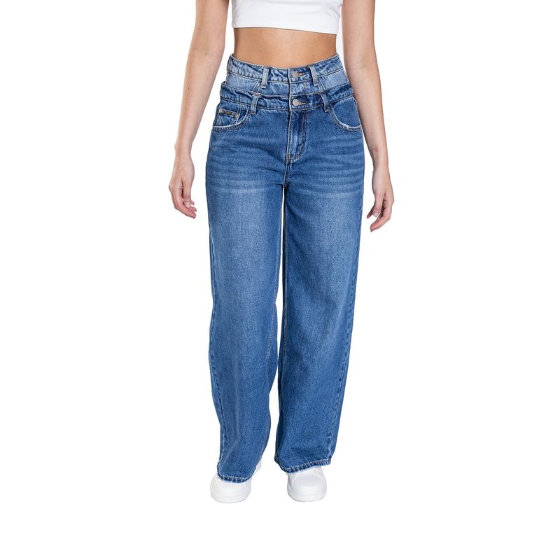 DREAMER - JEAN WIDE LEG DOBLE PRETINA PARA MUJER_.