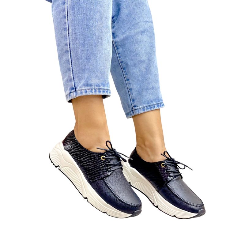 EVEGONZ - Zapato en Cuero Para Mujer Zapato Cómodo Casual Negro