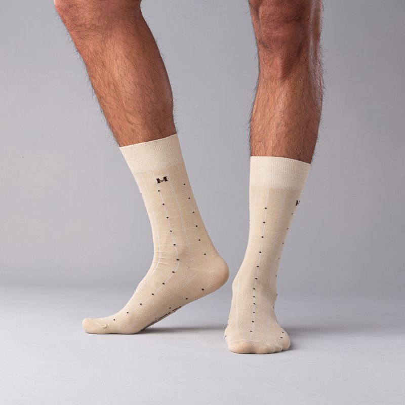 MARIO HERNANDEZ - Medias Mosaico Extrafina Beige MH Socks