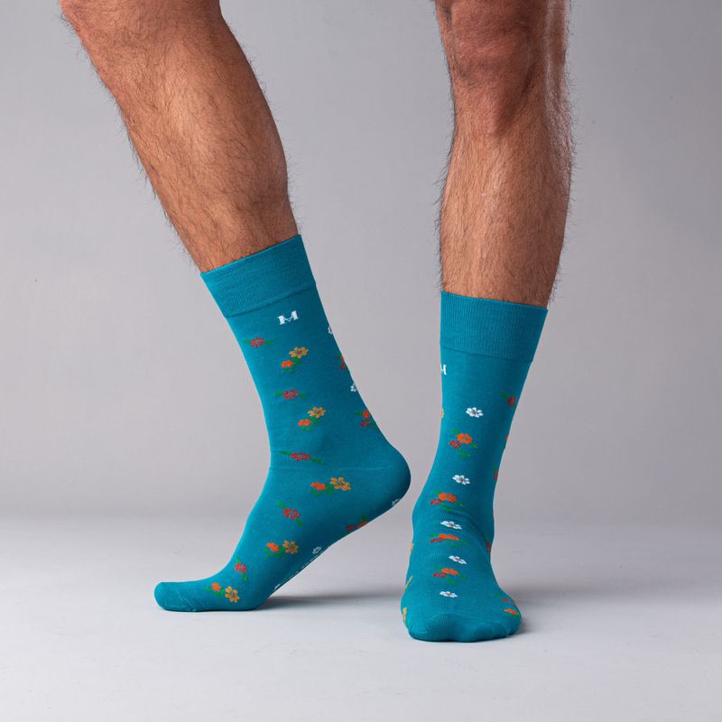 MARIO HERNANDEZ - Medias Flores Extrafina Jade MH Socks