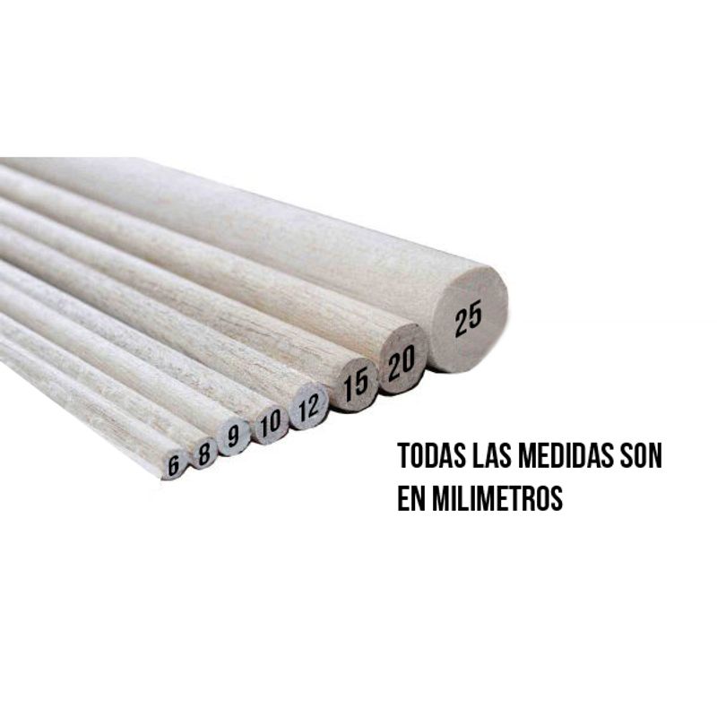GENERICO - Palo Balso Redondo 5 Mm X 90 Cm De Largo X 10 Unidades