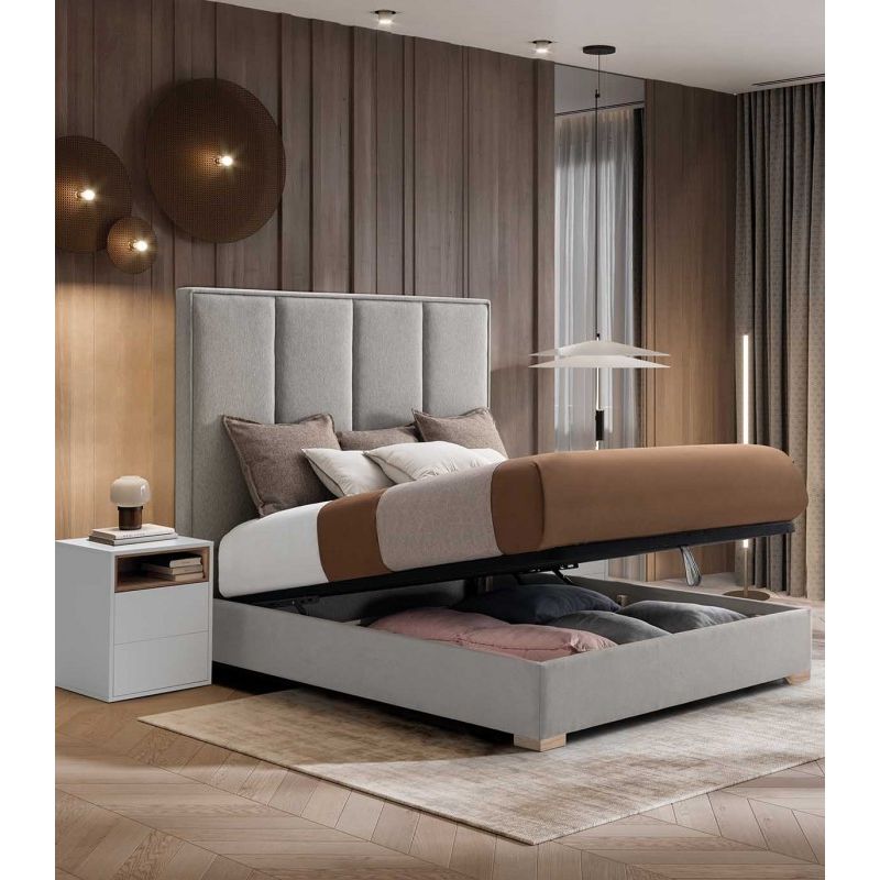 PLUMA HOME - Cama Baul SILVER + Colchón Ortop Doble 140 x 190 cm + 2 Alm + protect