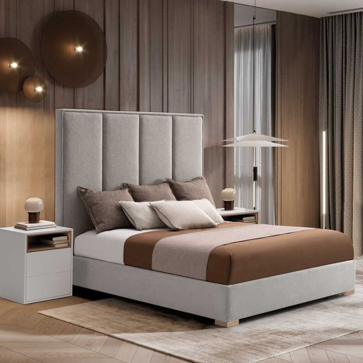 PLUMA HOME - Cama Baul SILVER + Colchón Ortop Doble 140 x 190 cm + 2 Alm + protect