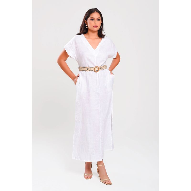 RAGTEX - VESTIDO LARGO CASUAL DE MUJER RAGTEX BLANCO R-2002