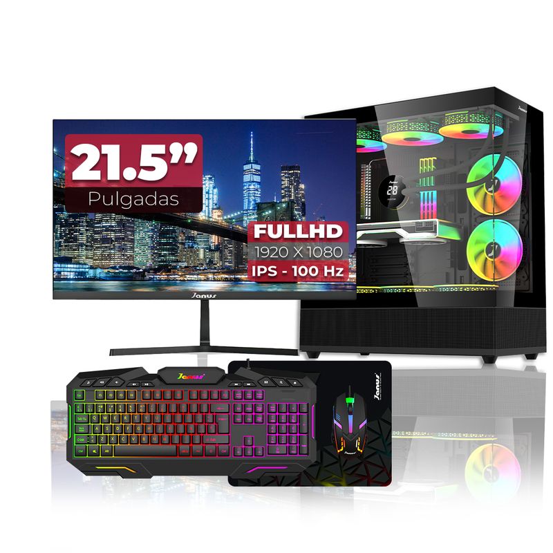JANUS - Computador Gamer AMD Ryzen 5 4600G RAM 16GB SSD 512GB Monitor 22 Pulgadas 100Hz