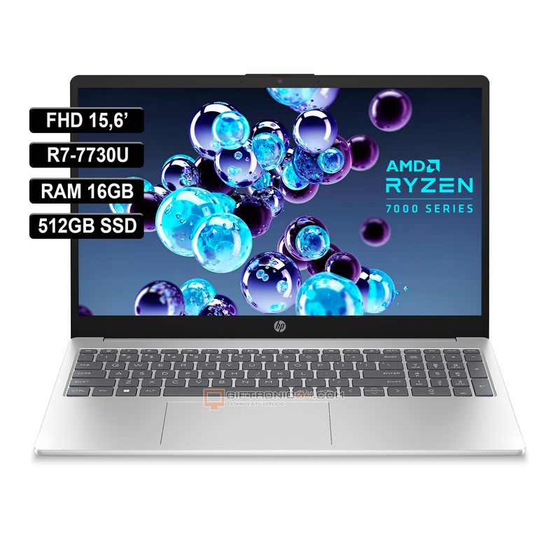 HP - PORTATIL HP 15-fc0012la AMD R7-7730U RAM 16GB DDR4 512GB SSD