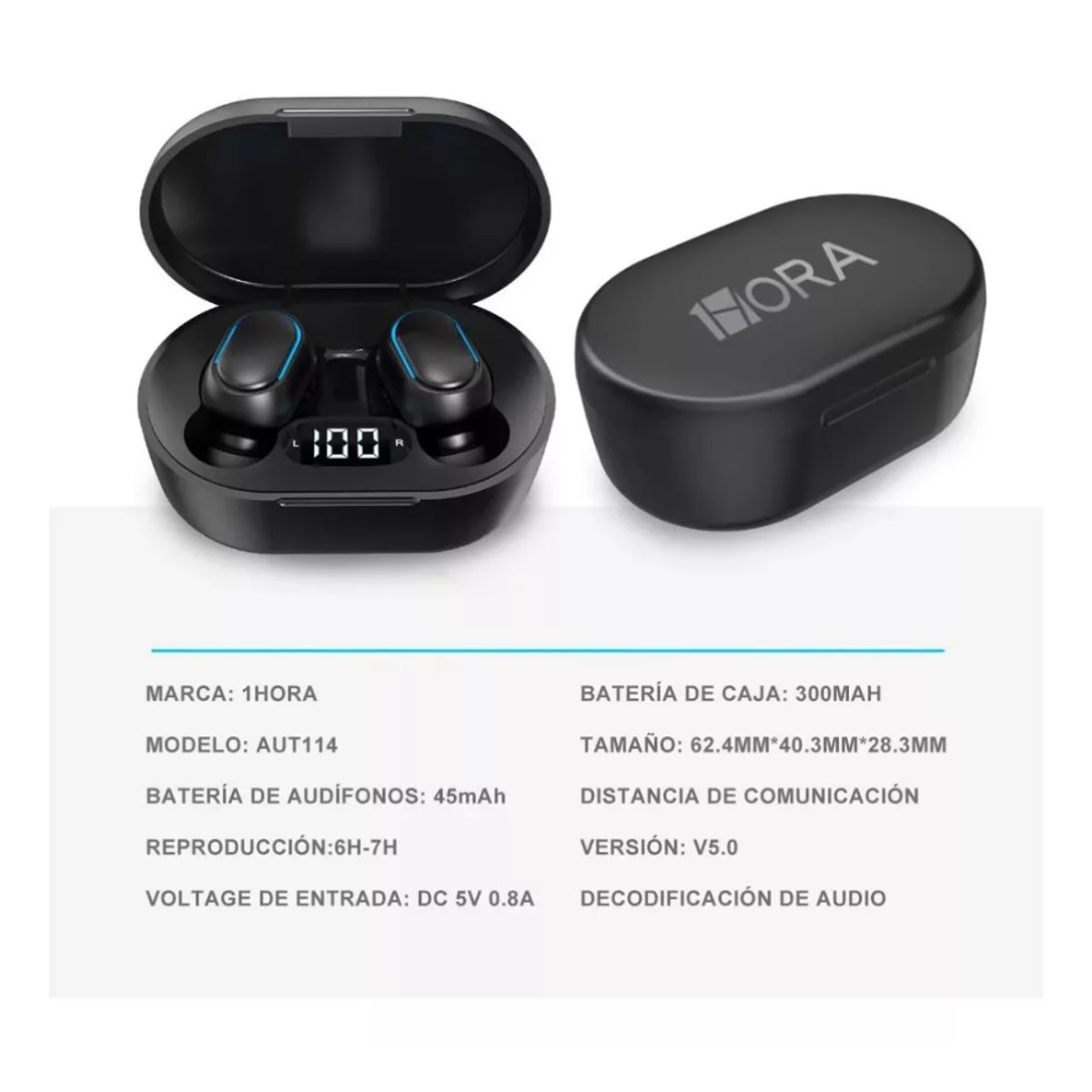 1 HORA - Audífonos Inear Inalámbricos Bluetooth 1hora Original Aut114