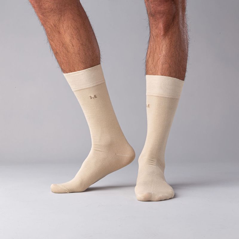 MARIO HERNANDEZ - Medias Básicas Beige Largas MH Socks