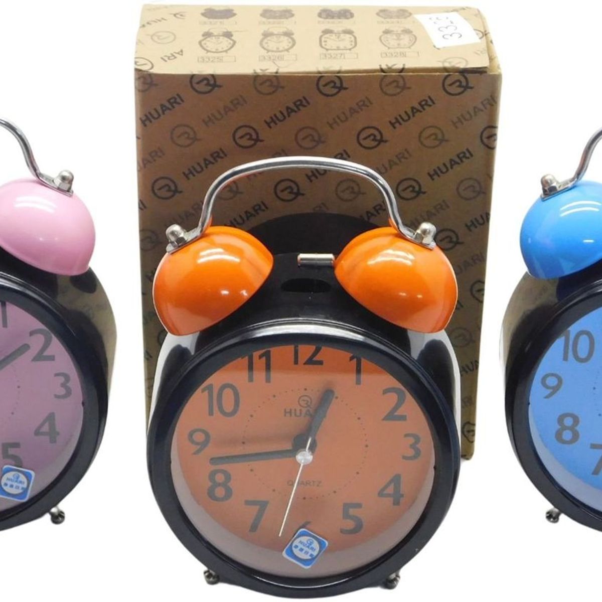 MAZUGI - Reloj Despertador Redondo Con Campana Azul Rosado Naranja