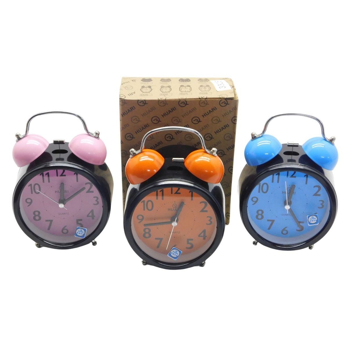 MAZUGI - Reloj Despertador Redondo Con Campana Azul Rosado Naranja