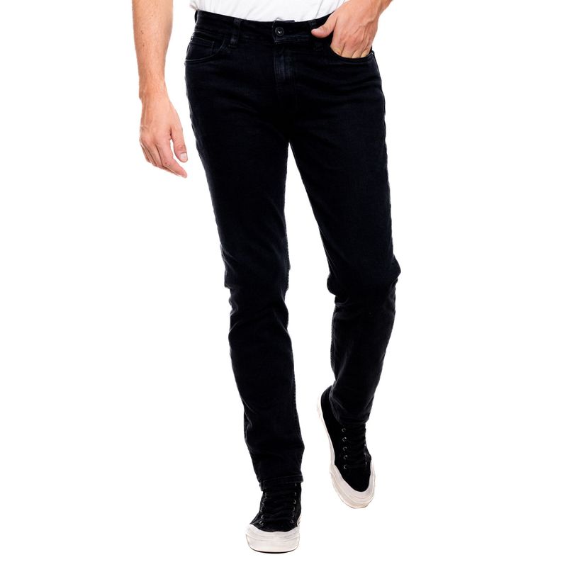 COLOR BLUE - Black Slim Fit Jeans Con Desgastes