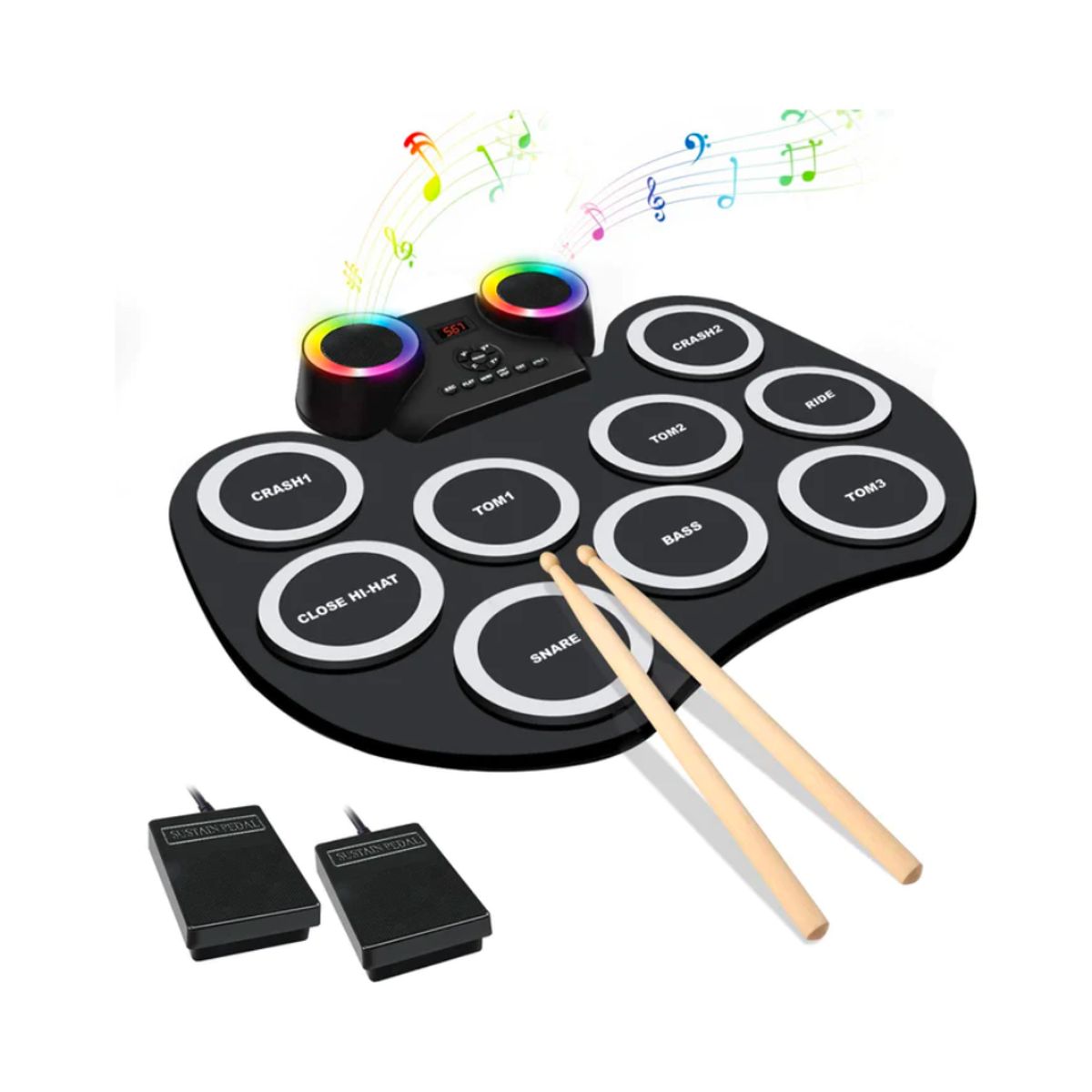 GENERICO - Batería Electrónica Digital Drum Portátil - 9 Tambores