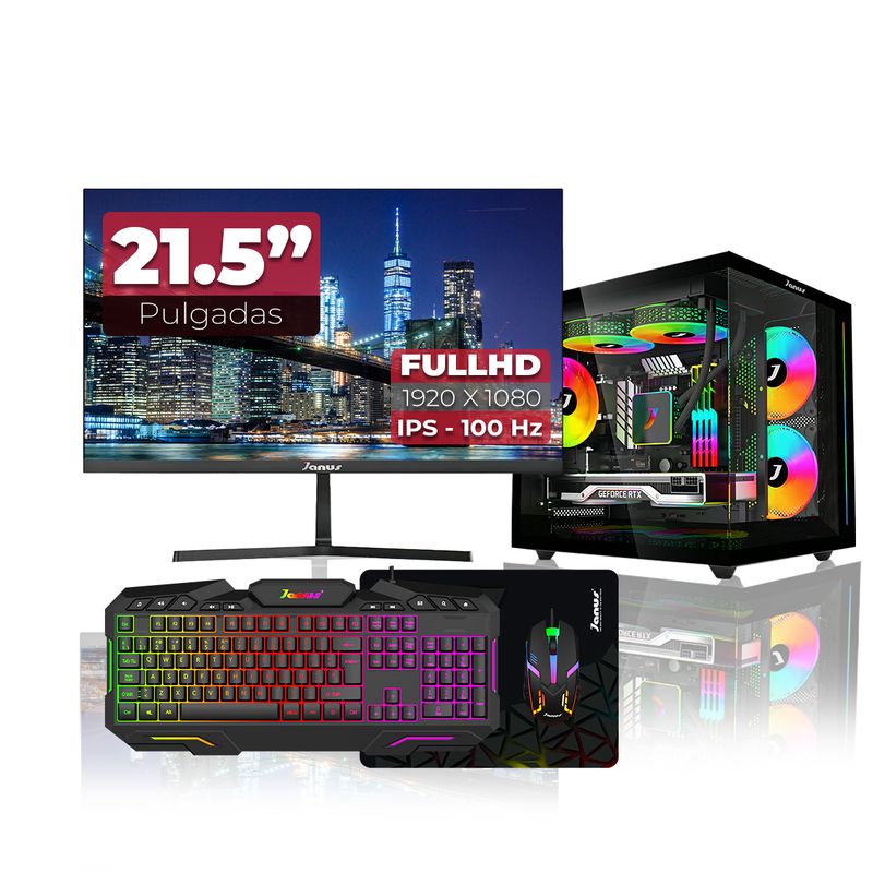 JANUS - Computador Gamer AMD Ryzen 5 4600G RAM 16GB SSD 512GB Monitor 22 Pulgadas 100Hz
