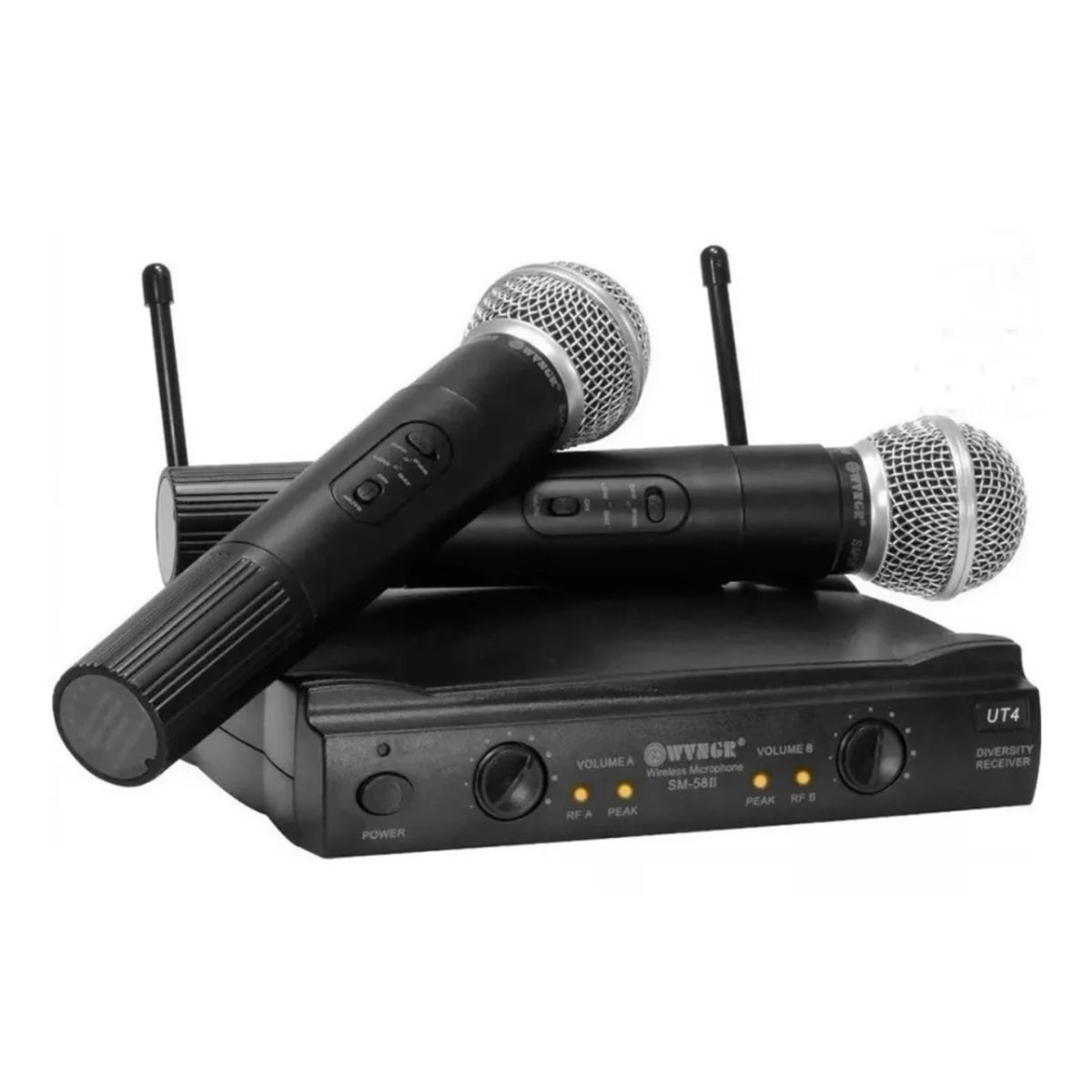 GENERICO - 2 Micrófonos Wvngr Sm-58 Inalámbrico + Receptor Doble Antena