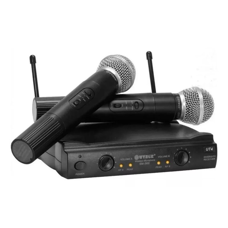 GENERICO - 2 Micrófonos Wvngr Sm-58 Inalámbrico + Receptor Doble Antena