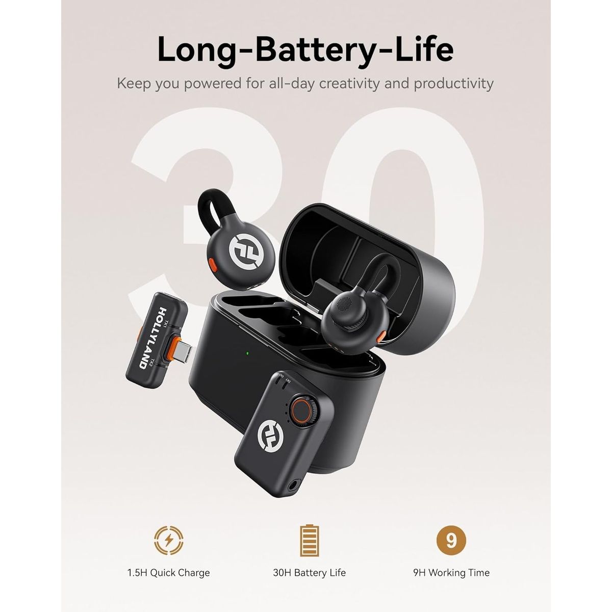 HOLLYLAND - Micrófono Hollyland Lark M2S Combo Cámara RX+USB-C RX+ Cable Lightning