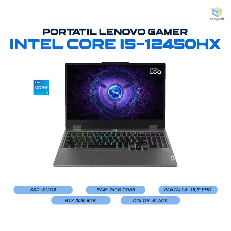 LENOVO - Portátil Lenovo Core I5-12450HX + Ram 24GB - LOQ 15IAX9