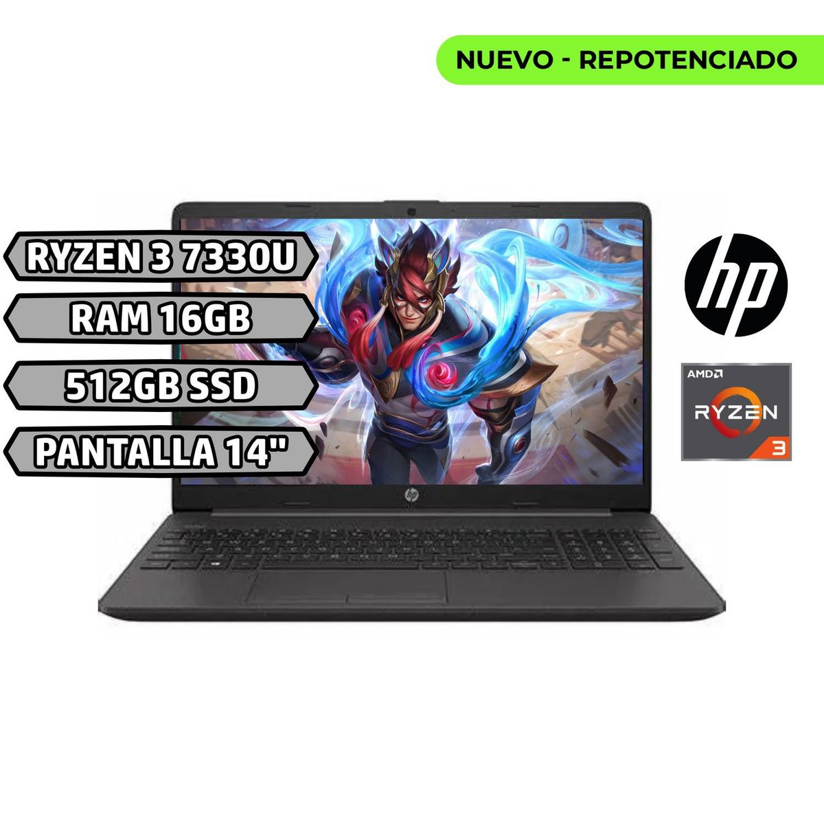 HP - Portátil Hp 245 G10 Intel Ryzen 3 7330U 16Gb 512Gb Hd 14 Pulgadas