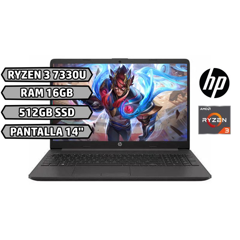 HP - Portátil Hp 245 G10 Intel Ryzen 3 7330U 16Gb 512Gb Hd 14 Pulgadas