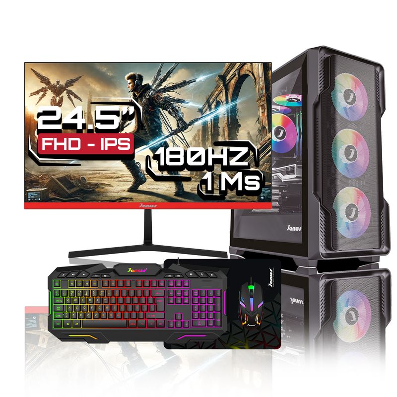 JANUS - Computador Gamer Ryzen 5 8500G RAM 16GB RGB SSD 512GB Monitor  24 Pulgadas 180Hz