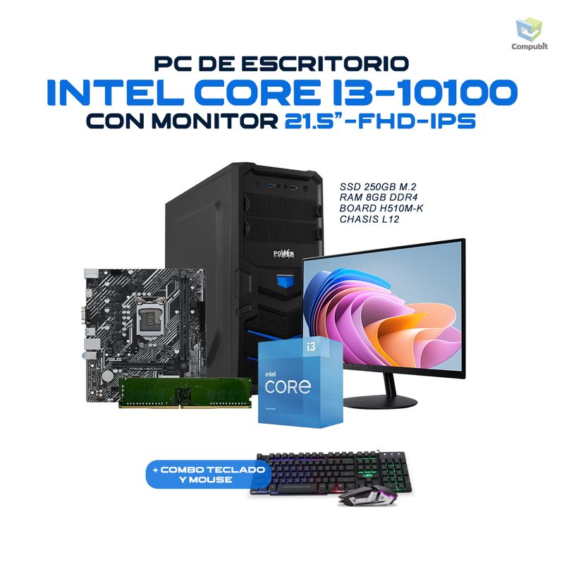 POWER GROUP - Computador Intel Core i3-10100  i3-10105 8GB 259SSD - G10380HSD